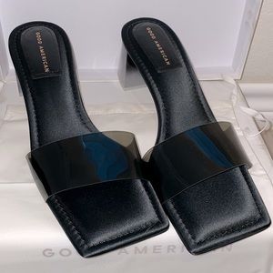 Good American Block Heel Slide Sandal Black 001 Size 13 GA119K-X